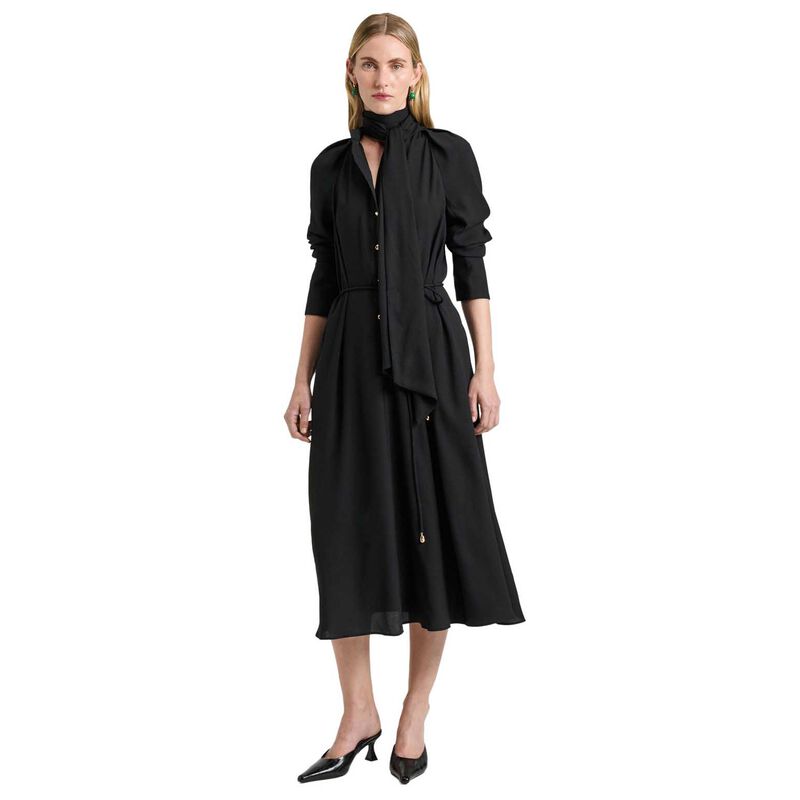 Veronika Maine Satin Back Crepe Tie Neck Shirtdress image number 0
